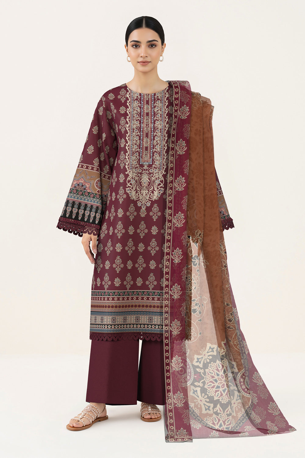 3 Piece - Digital Printed Embroidered Lawn Suit