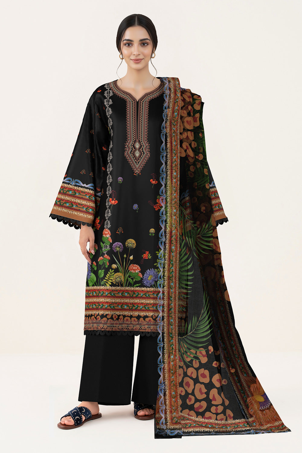 3 Piece - Digital Printed Embroidered Lawn Suit