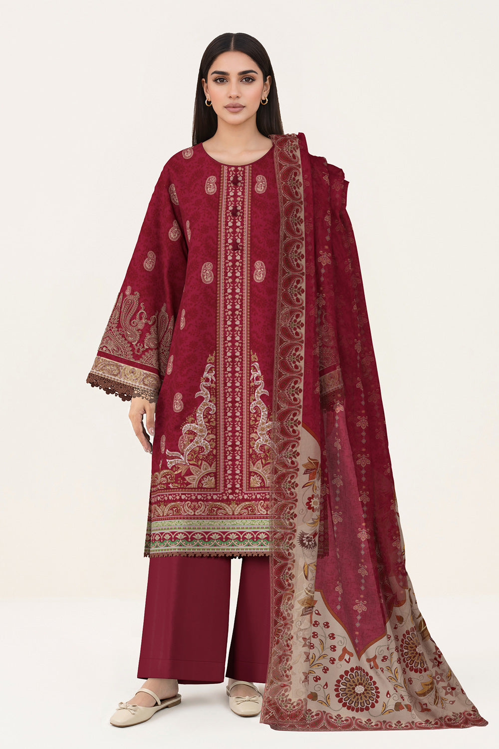 3 Piece - Digital Printed Embroidered Lawn Suit