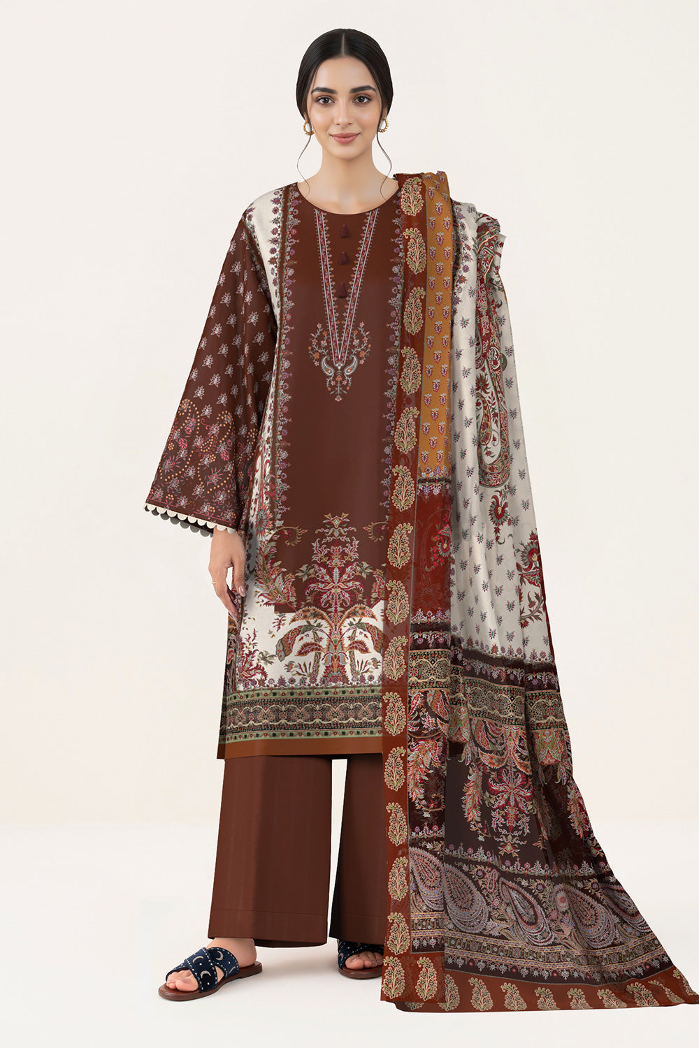 3 Piece - Digital Printed Embroidered Lawn Suit