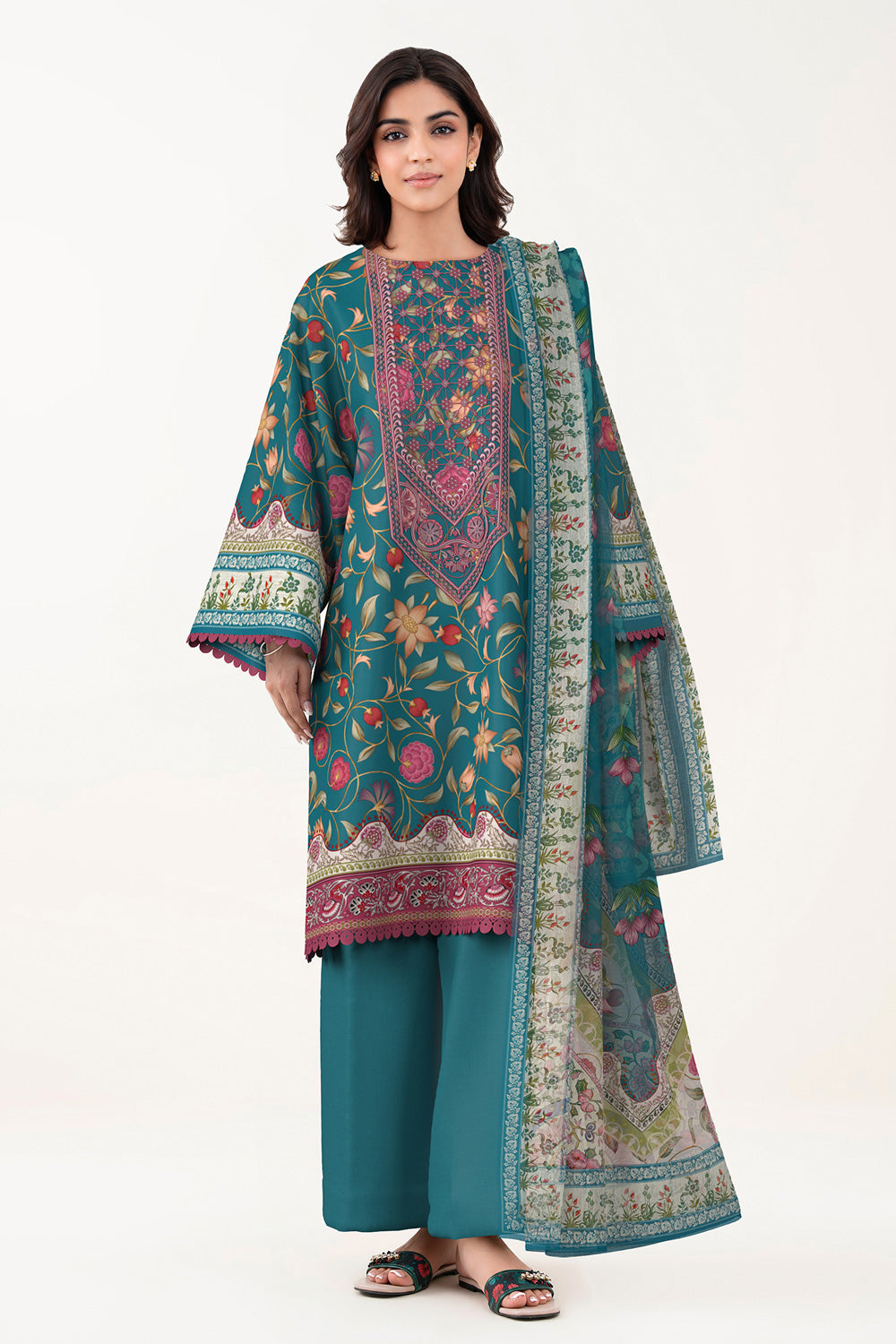 3 Piece - Digital Printed Embroidered Lawn Suit