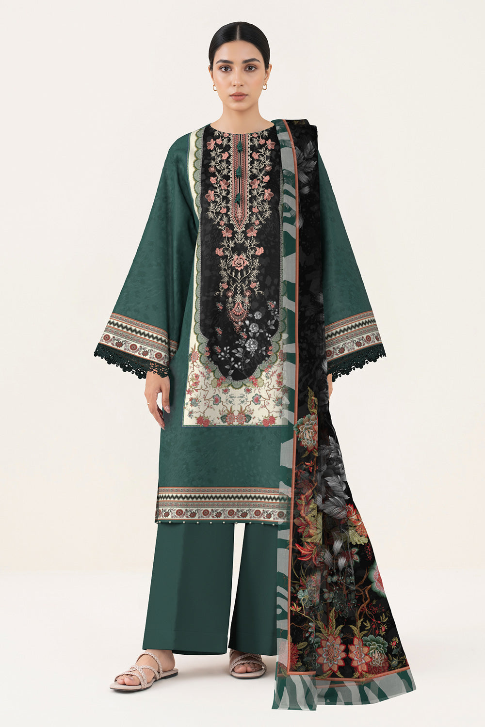 3 Piece - Digital Printed Embroidered Lawn Suit
